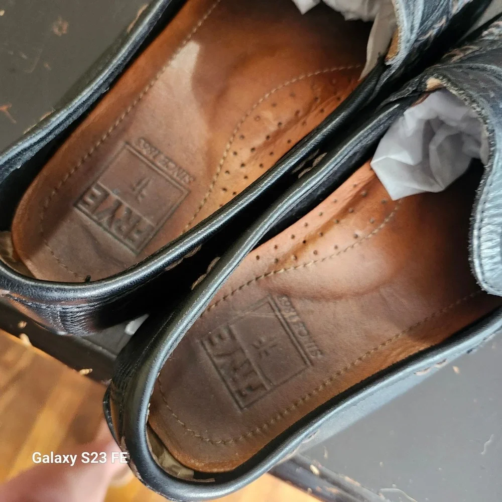 Frye Lewis Penny Loafers Mens 8.5 Black Leather Moccasin Toe Driver 3480267-BLK